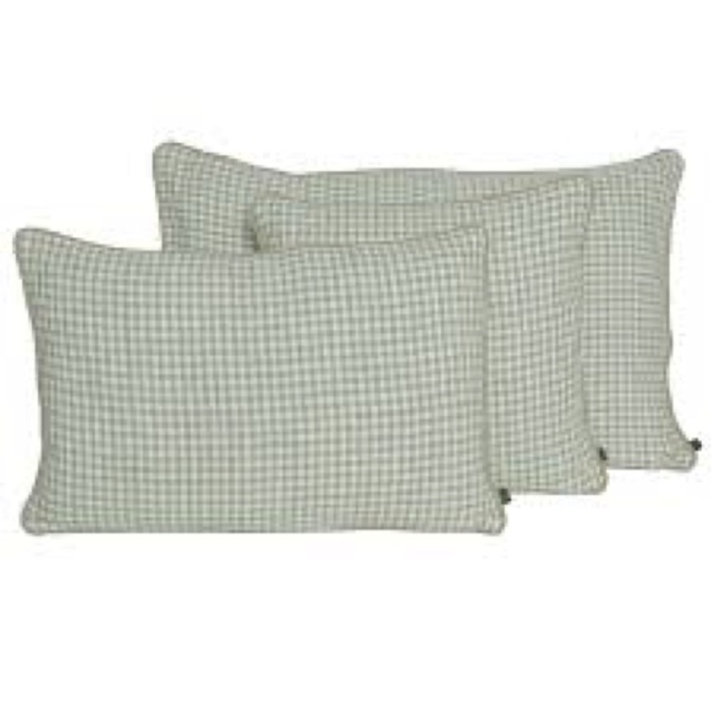 HAOMY Piana Gingham Check 100% Linen Pillow Shams Set of 3 Green White Plaid